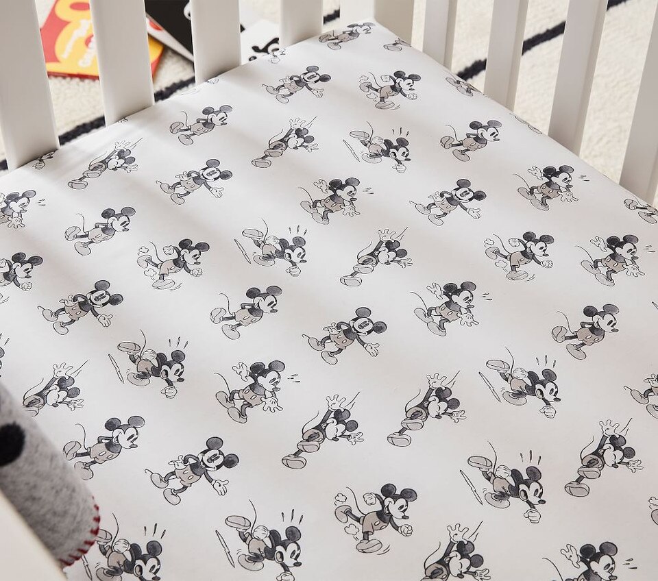 Disney® Mickey Mouse Organic Cot Fitted Sheet Pottery Barn Kids UK